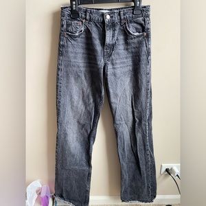 Zara black/gray distressed boot cut jeans